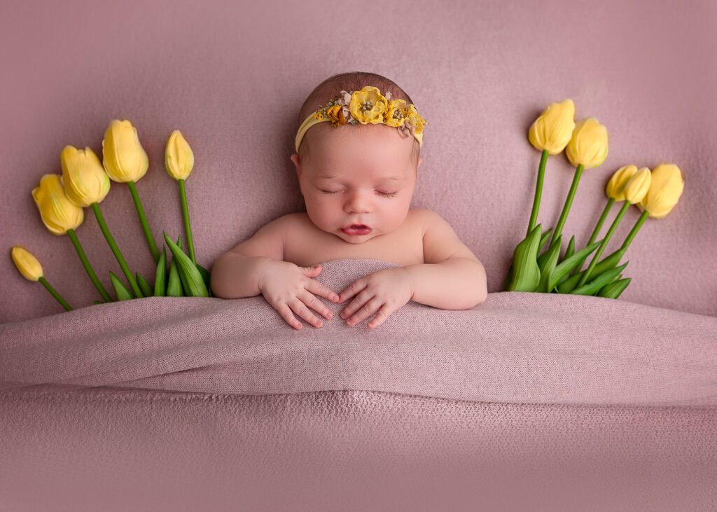 Newborn Photography Scotland – Beautiful baby girl during a professional newborn photoshoot in Glasgow with timeless family portraits.